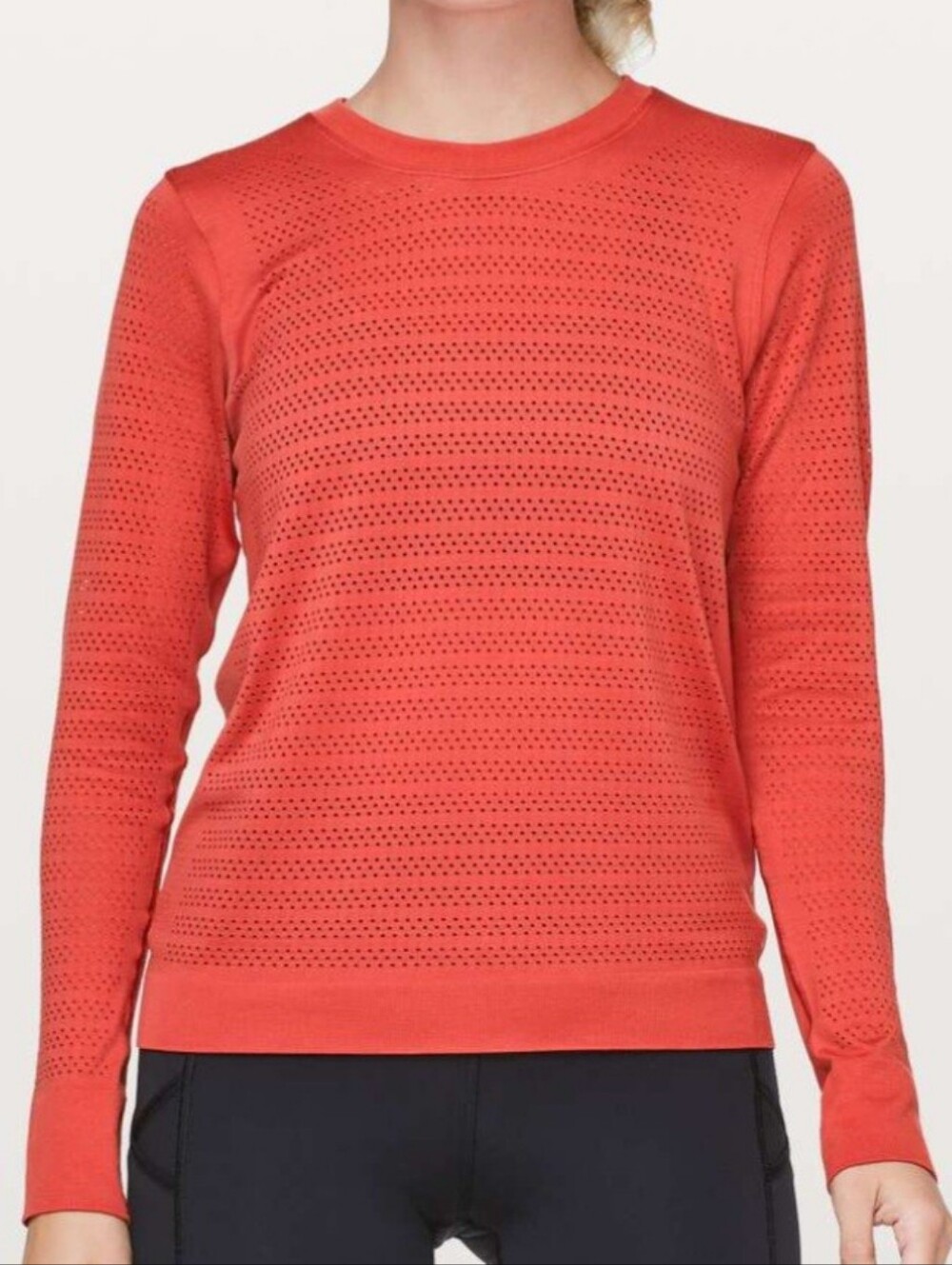 Lululemon Women's Orange Breeze By Long-Sleeve Top Size 8